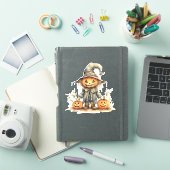 Leuke vogelverschrikker, Halloween pompoen, Sticke Sticker (iPad Cover)