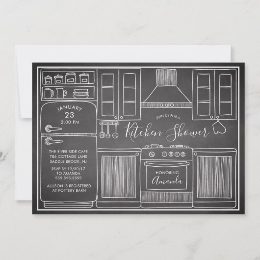 Leuke Voorraad De Keuken Bruiloft Invitatie Kaart (Voorkant)