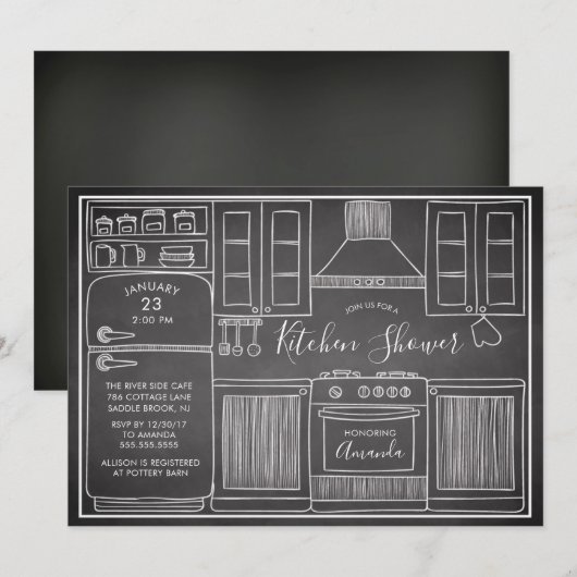 Leuke Voorraad De Keuken Bruiloft Invitatie Kaart (Voorkant / Achterkant)