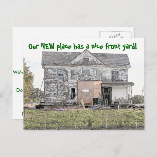 Leuke voortuin Grappige adreswijziging Aankondigingskaart (Voorkant / Achterkant)