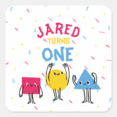 Leuke vormen Eerste Verjaardag Viering Vierkante Sticker (Voorkant)