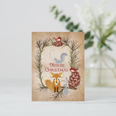 Leuke Vos en Bos Vrolijke Kerstmis van Dieren Feestdagenkaart (Staand voorkant)