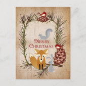 Leuke Vos en Bos Vrolijke Kerstmis van Dieren Feestdagenkaart (Voorkant)