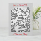 Leuke vos en konijnen Sneeuwscène Kerstmis Uitnodi Kaart (Staand voorkant)