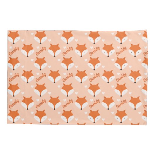 Leuke vos gezicht Kinder naam monogram dier Kussensloop (Achterkant)