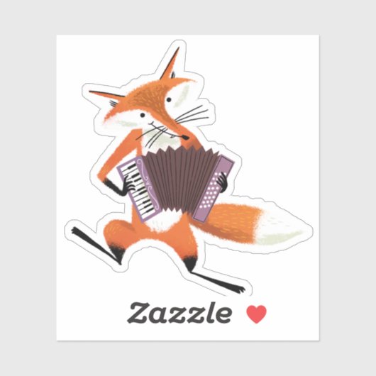 Leuke vos met een accordeon sticker (Vel)