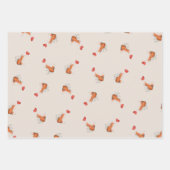 Leuke vos met hartvormige ballon bruin inpakpapier vel (Voorkant 2)