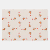 Leuke vos met hartvormige ballon bruin inpakpapier vel (Voorkant)