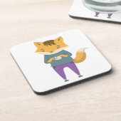 Leuke vos met kopje thee bier onderzetter (Linkerzijde)