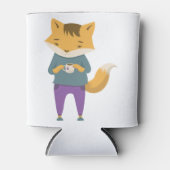 Leuke vos met kopje thee blikjeskoeler (Voorkant)