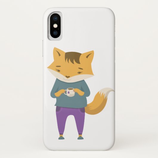 Leuke vos met kopje thee Case-Mate iPhone case (Achterkant)