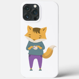 Leuke vos met kopje thee Case-Mate iPhone case