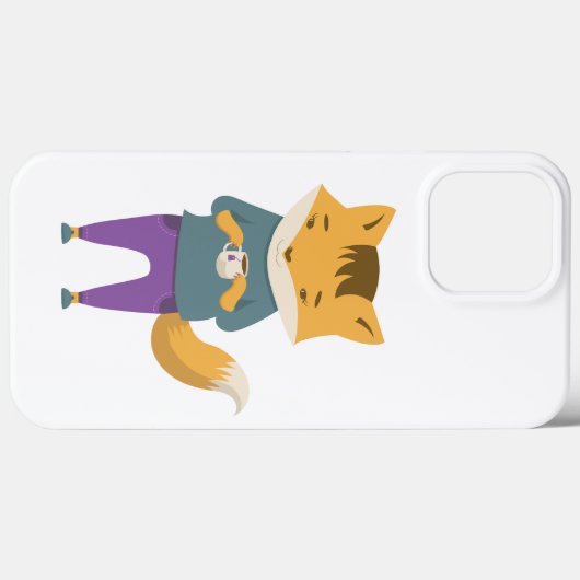 Leuke vos met kopje thee Case-Mate iPhone case (Achterkant (horizontaal))