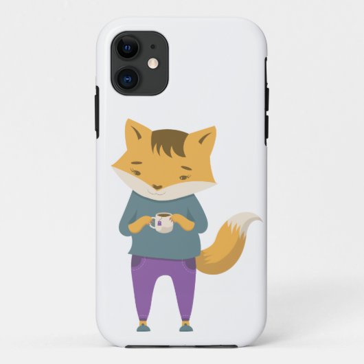 Leuke vos met kopje thee Case-Mate iPhone case (Achterkant)