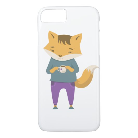 Leuke vos met kopje thee Case-Mate iPhone case (Achterkant)