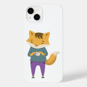 Leuke vos met kopje thee Case-Mate iPhone 14 plus hoesje