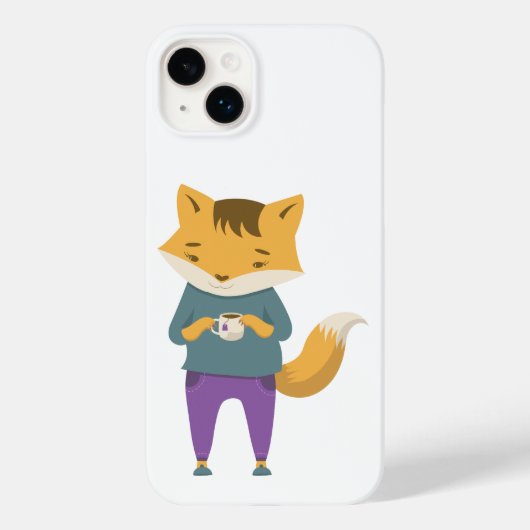 Leuke vos met kopje thee Case-Mate iPhone case (Achterkant)