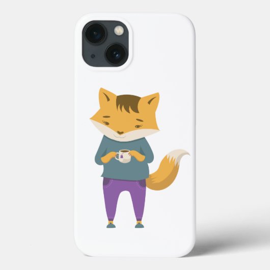 Leuke vos met kopje thee Case-Mate iPhone case (Achterkant)