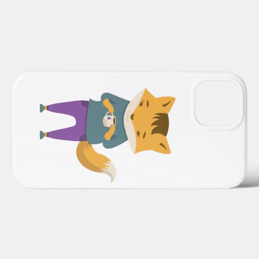 Leuke vos met kopje thee Case-Mate iPhone case (Achterkant (horizontaal))