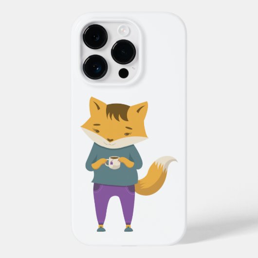 Leuke vos met kopje thee Case-Mate iPhone case (Achterkant)