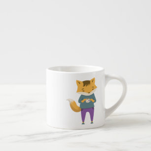 Leuke vos met kopje thee espresso kop