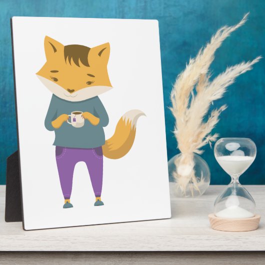 Leuke vos met kopje thee fotoplaat (Zijkant)