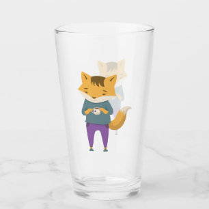 Leuke vos met kopje thee glas