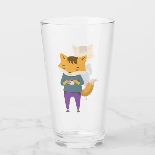 Leuke vos met kopje thee glas (Voorkant)