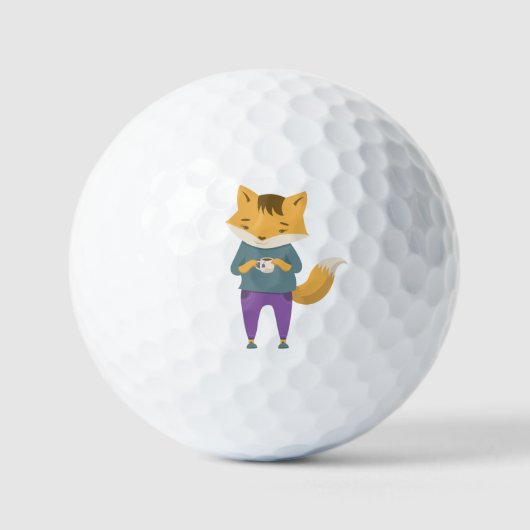 Leuke vos met kopje thee golfballen (Voorkant)