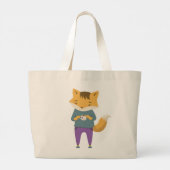 Leuke vos met kopje thee grote tote bag (Achterkant)