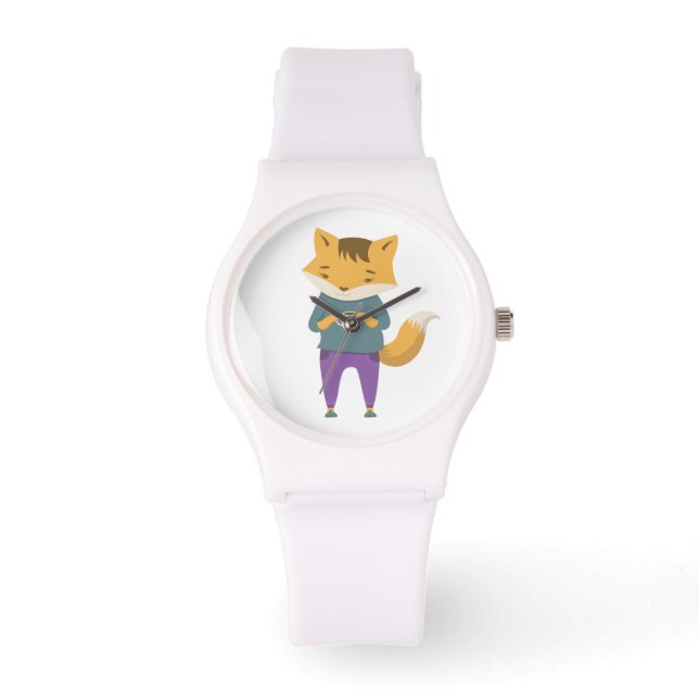 Leuke vos met kopje thee horloge (Voorkant)
