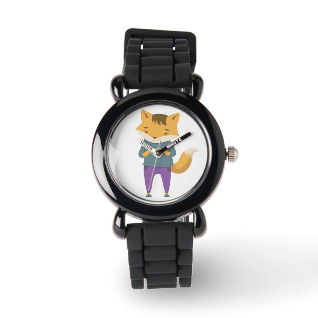 Leuke vos met kopje thee horloge (Voorkant)