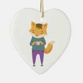 Leuke vos met kopje thee keramisch ornament (Rechts)