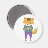 Leuke vos met kopje thee magneet (Voorkant / Achterkant)