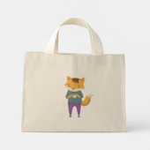Leuke vos met kopje thee mini tote bag (Achterkant)