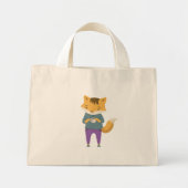 Leuke vos met kopje thee mini tote bag (Voorkant)