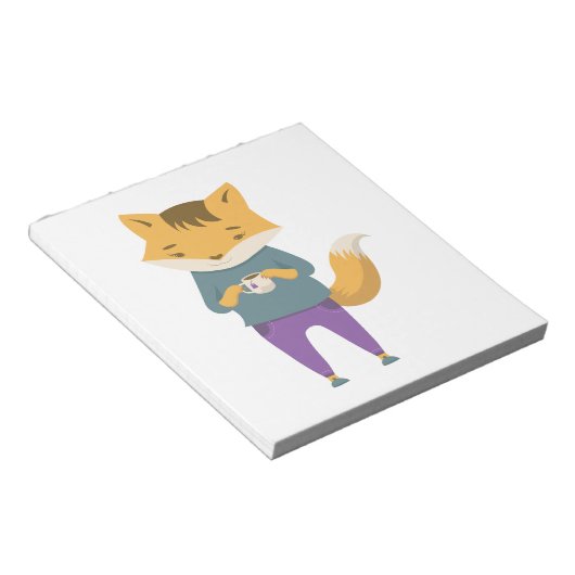 Leuke vos met kopje thee notitieblok (Schuin)