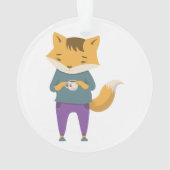 Leuke vos met kopje thee ornament (achterkant)