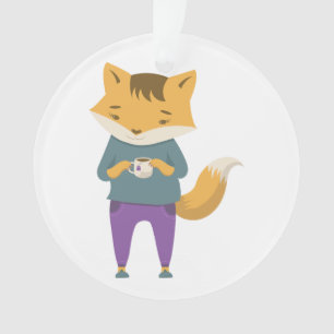 Leuke vos met kopje thee ornament