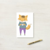 Leuke vos met kopje thee post-it® notes (Op bureau)