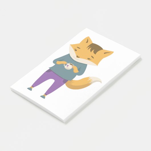 Leuke vos met kopje thee post-it® notes (Schuin)