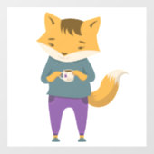 Leuke vos met kopje thee raamsticker (Vel)