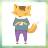Leuke vos met kopje thee raamsticker (Vel 3)