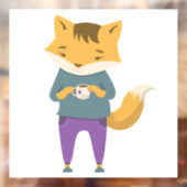 Leuke vos met kopje thee raamsticker (Vel 2)