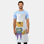 Leuke vos met kopje thee schort (Gedragen)