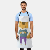 Leuke vos met kopje thee schort (Gedragen)