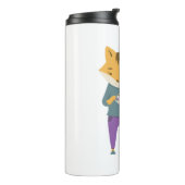 Leuke vos met kopje thee thermosbeker (Gedraaid links)