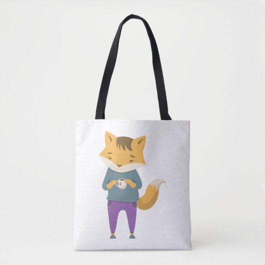 Leuke vos met kopje thee tote bag (Voorkant)