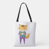 Leuke vos met kopje thee tote bag (Achterkant)