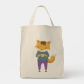 Leuke vos met kopje thee tote bag (Achterkant)
